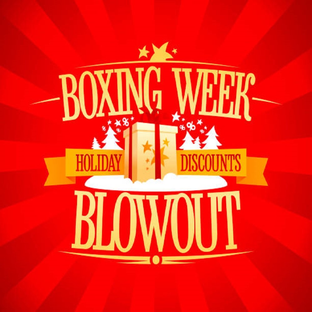 Boxing week blowout sale vector design, holiday discounts